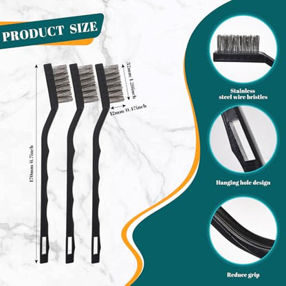 12 Pcs Mini Stainless Steel Wire Brush Set, Wire Scratch Brush with Curved Handle, Cleaning Weld Slag and Rust - style: Stainless Steel