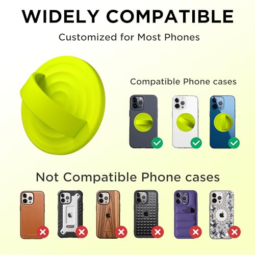 Magnetic Phone Grip Ring Holder, Liquid Silicone Magnet Cell Phone Grip Finger Loop, Compatible with Magsafe, Back of Phone for iPhone 17/16/15/14/13/12 Series, Neon Yellow - color: Neon Yellow