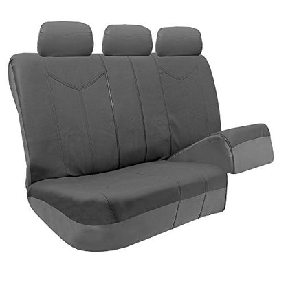 FH Group Car Seat Covers Rome PU Leather Split Bench Seat Covers w. 3 Headrests - Fit Most Car, Truck, SUV, or Van (Solid Gray) PU009013 - color: Gray, size: Rear Set