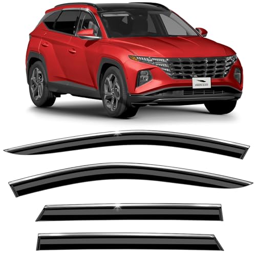 Voron Glass Chrome Trim Tape-on Extra Durable Rain Guards for Hyundai Tucson 2022-2026, Window Deflectors, Vent Window Visors, 4 Pieces - 100674 - color: For Tucson 22-26