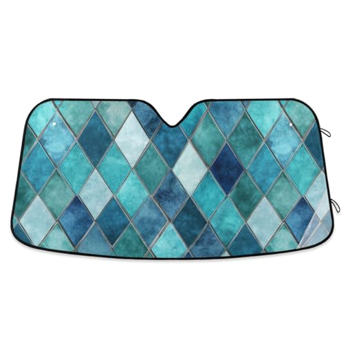 Teal Turquoise Blue Car Sun Shade Mexican Talavera Ceramic Windshield Sun Shield UV Ray Protection Foldable Sun Visor for Front Window Blocks Automotive Interior Accessories 57 X 31.5 in - color: Turquoise, size: L
