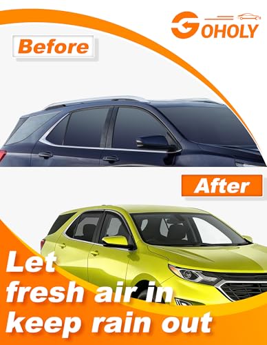 Low-Profile Window Rain Guard for Chevy (Chevrolet) Equinox 2018-2024 Rain Guards Side Window Visors Extra-Thick Vent Visor Window Deflectors Tape-on Vent Shades Car Accessories 4-pcs - size: Fit for 2018-2024 Chevy Equinox