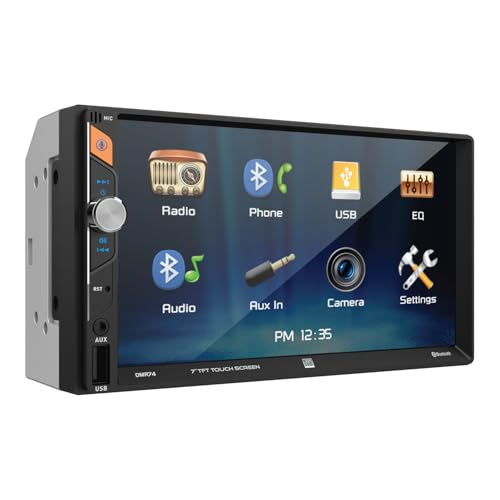 Dual Electronics DMR74 7-inch Double DIN Car Stereo | LED Digital Media Touchscreen | Bluetooth | Push to Talk Assistant | Backup Camera Input | | USB Charging | No CD/DVD - style: 7-inch Double Din
