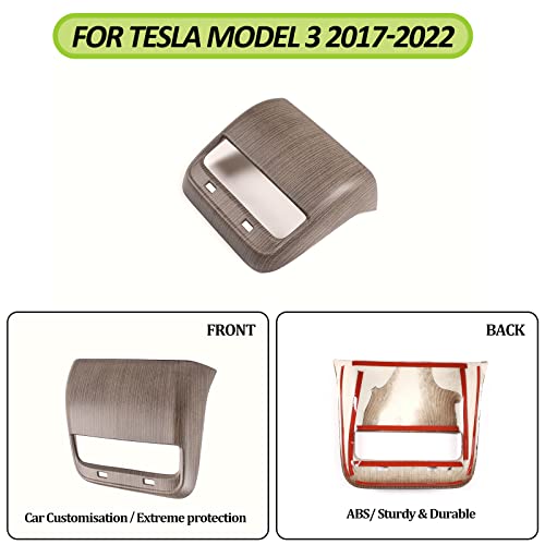 Rear Air Outlet Vent Trim Cover, Rear Air Condition Vent Cover Trim, Rear Center Console Air Vent A/C Cover Trim for Tesla Model 3/Y 2017-2023 (Wood Grain) - color: Pear Wood Texture