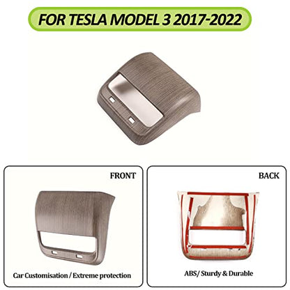 Rear Air Outlet Vent Trim Cover, Rear Air Condition Vent Cover Trim, Rear Center Console Air Vent A/C Cover Trim for Tesla Model 3/Y 2017-2023 (Wood Grain) - color: Pear Wood Texture