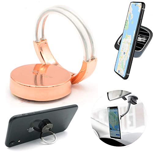 AirFly Phone Finger Ring Holder, 4 in 1, Universal Metal Phone Ring, Table Stand Kickstand, Car Vent Mount, Finger Grip Compatible All Smartphones (Rose Ring) - size: Rose Ring