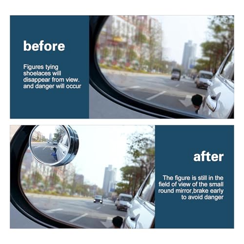 2 PCS Car Blind Spot Mirror, HD 360-degree Adjustable Angle Auxiliary Parts, Self-adhesive Wide-angle Small Round Mirror with Anti-collision Frame, for Most Cars Trucks (Black)