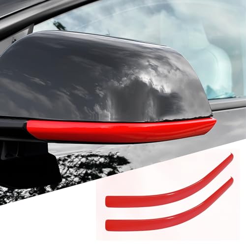 Side Mirror Trim Strip for Tesla Model Y, fit for Tesla Y Exterior Accessories (Red, Model Y) - color: Red, size: Model Y