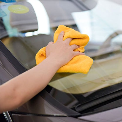 CARCAREZ Premium Microfiber Detailing Towels, 340 GSM Lint Free Car Buffing Waxing Polishing Drying Towels (6, Yellow, 16x16 Inch) - color: Yellow