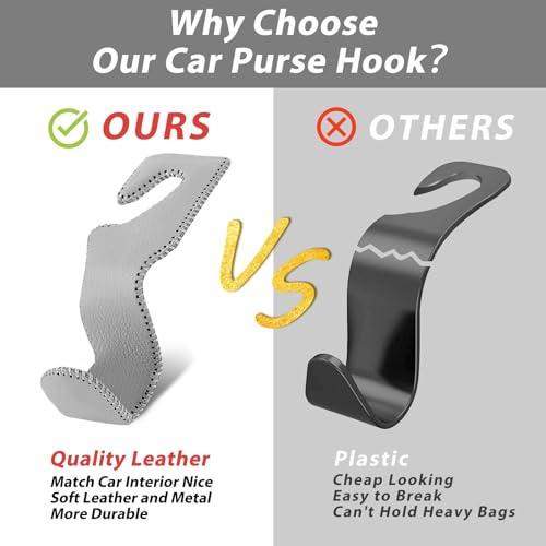 Car Purse Hook, Headrest Hooks for Car Bag Hooks Seat Hooks Holder Car Accessories Interior, 2 Pack Grey - color: Gray