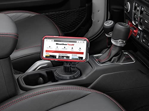 WeatherTech CupFone Two View – Adjustable, Universal Cup Holder Phone Mount Car & Truck Accessory – Best Design for iPhone & Smartphone Charging – Black Plastic Knobs - color: Black Plastic Knobs