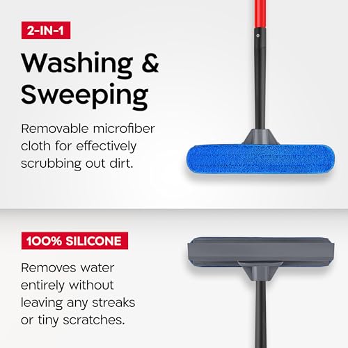 Tyroler Professional Window Squeegee for Home, 12"-80" Long Squeegee for Window Cleaning, 2-in-1 Window Cleaning Squeegee Kit, Indoor & Outdoor Window Cleaner Tool for High Windows & Glass