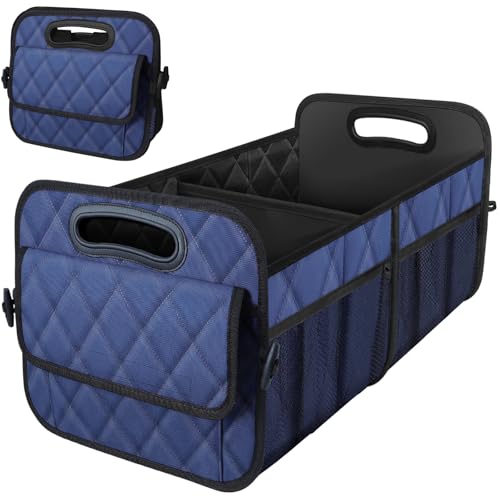 Deosk Car Trunk Organizer for SUV, Car Organizers and Storage with 6 Pocket, Car Accessories for Women/Men 70L Waterproof Polyester Trunk Organizer(Large, Navy Blue) - color: Navy Blue, size: Large