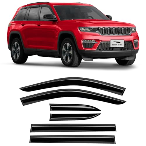 Voron Glass Tape-on Extra Durable Rain Guards for Jeep Grand Cherokee 2022-2026, Window Deflectors, Vent Window Visors, 6 Pieces - 100871 - color: For Grand Cherokee 22-26 6pcs