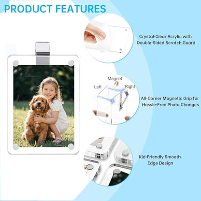 2 Pack Magnetic Car Visor Photo Holder – Personalized Acrylic Clip for Family, Pets, Travel Pictures – Easy Snap-On Car Accessory for Sun Visor (2 Pack, 3''x3.5'') - style: 2 Pack 3x3.5in