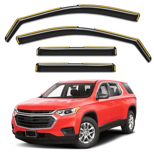 in-Channel Window Rain Guards Fit for Chevy Chevrolet Traverse 2018 2019 2020 2021 2022 2023, Extra Durable Window Visors Window Deflectors Vent Visors Vent Shades Car Accessories-4 pcs - size: Fit for 2018-2023 Chevy Traverse