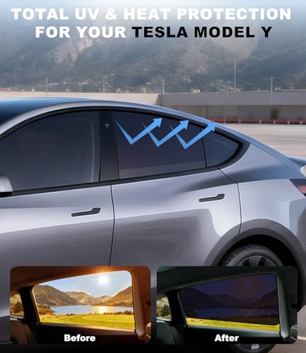 XCBYT Car Window Shades for Tesla Model Y 2020-2024 (Not for 2025 2026 Model Y Juniper) | Static Cling Rear Side Sun Shade, UV & Heat Blocking, Privacy Protection, Easy On & Off - size: Model Y(2020-2024) - 2PCS