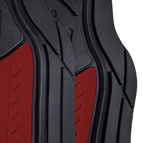 FH Group Monster Eye Full Set Rubber Floor Mats w. Trimmable Vinyl Trunk Liner/Cargo Mat Black- Fit Most Car, Truck, SUV, or Van (Burgundy/Black) F11313- F16403 - color: Burgundy, style: Floor Mat + Cargo Mat Set
