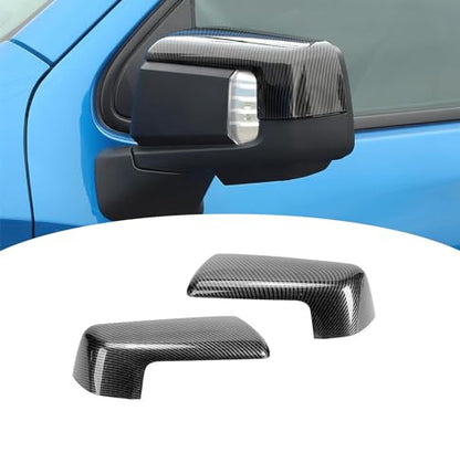 Mirror Cover Cap Trim Compatible with 2019-2024 Chevy Silverado 1500, GMC Sierra 1500 Carbon Fiber - color: Carbon Fiber
