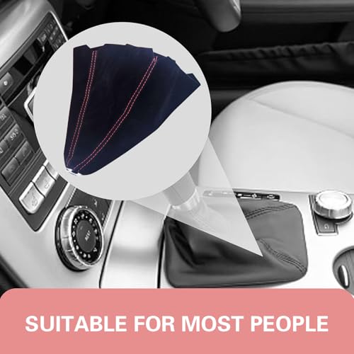 Car Shift Boot Cover, Suede Leather Auto Gear Shift Knob Boot Protection Cover, Car Manual Shifter Boots Sleeve Dust Protector, Universal Handbrake Gaiter Boots Covers for Sedan Van (Red) - color: Red