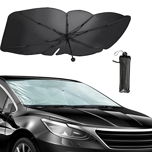 Car Windshield Sun Shade Umbrella Foldable for Sedan,SUVs and Vans, Durable Sun Shield with 100% UV Protection & Heat Insulation, Universal Fit Car Sun Visor 57" x 31.5" inches.