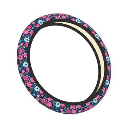 Colorful Flower Elastic Floral Steering Wheel Cover Universal 15 Inch - color: 7