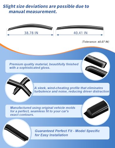 6-PCS Extra-Thick Rain Guards Fit for 2019-2026 Nissan Altima Extra Durable Tape-on Window Rain Guard Window Deflectors Vent Shades Window Visor Vent Visors Exterior - size: Fit for 2019-2026 Nissan Altima