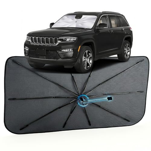 Car Windshield Sun Shade for Jeep Grand Cherokee 4XE 2022-2026 –[Reflective Coated Fabric] Sunshade Umbrella for Front Window, Car Shades Sun Visor Keep Car Cool and Protects Interior, 1:1 Exact Fit - size: For Jeep Grand Cherokee 4XE 2022-2026