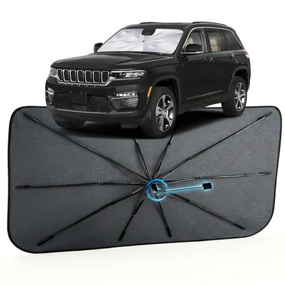 Car Windshield Sun Shade for Jeep Grand Cherokee 4XE 2022-2026 –[Reflective Coated Fabric] Sunshade Umbrella for Front Window, Car Shades Sun Visor Keep Car Cool and Protects Interior, 1:1 Exact Fit - size: For Jeep Grand Cherokee 4XE 2022-2026