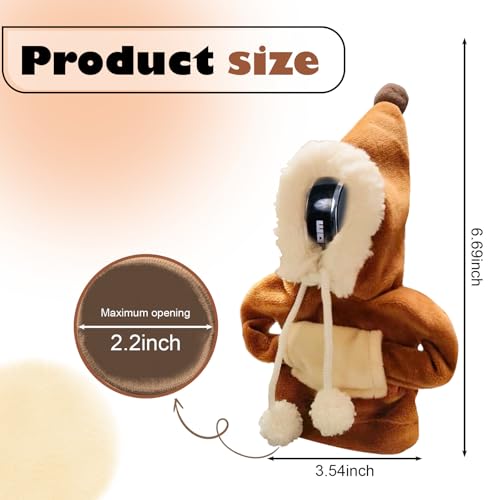 Car Gear Shift Hoodie, Funny Plush Universal Cars Shift Knob Cover, Mini Hoodie for Auto Shifter, Automotive Interior Cute Gadgets Accessories Decor for Women Men (Brown) - style: Brown Plush