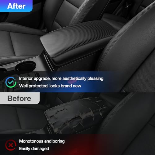 Autorder Center Console Cover for 2016-2019 2020 2021 Hyundai Tucson Accessories Carbon Fiber Armrest Cover Waterproof Anti-Scratch Center Console Armrest Protector Pad - size: Hyundai Tucson 2016-2021