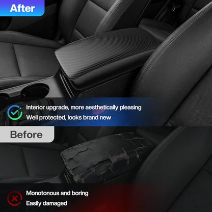 Autorder Center Console Cover for 2016-2019 2020 2021 Hyundai Tucson Accessories Carbon Fiber Armrest Cover Waterproof Anti-Scratch Center Console Armrest Protector Pad - size: Hyundai Tucson 2016-2021