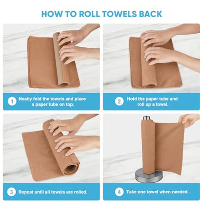 AIDEA Microfiber Cleaning Cloth Roll, 75PK, Reusable Paper Towels Tear Away Cloth, Microfiber Towels Washable Shop Rags, Lint Free Cleaning Rags for House, Kitchen, Window, 11.5"×11.5", Coffee - color: Coffee