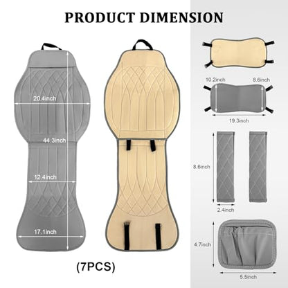 2 PCS Leather Front Car Seat Covers, Sideless Auto Seat Covers with Storage Pocket & Seatbelt Pads, Universal Waterproof Vehicle Seats Protectors for Most Front Seats (Gray) - color: Gray