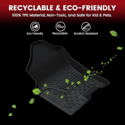 LASFIT Floor Mats for Ram 1500 Quad Cab 2019-2024 Bucket Seat Without 2nd Row Under seat Storage, All Weather TPE Custom Fit Car Mats Floor Liners 1st & 2nd Row, Black（ Not Fit 1500 Classic Model） - style: 2) 1500 | 2019-2024 |Quad Cab Floor Mats