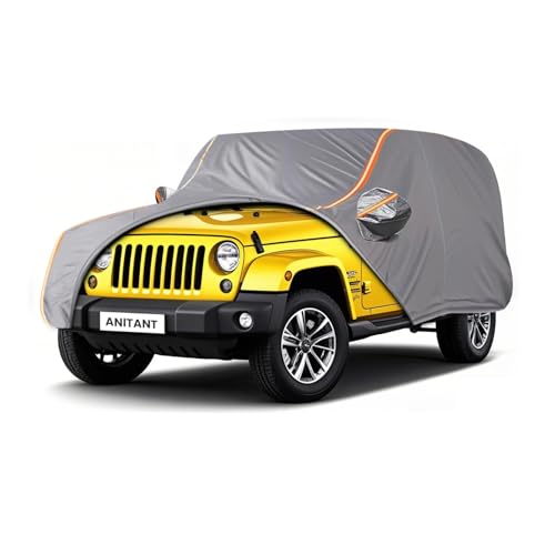 Custom Fit Jeep Wrangler 4 Door Car Cover for JK JL 2006-2025Outdoor Waterproof Car Cover All Weather with Door Zipper Cotton Lining Scratch Resistant Rain Sun UV Dust Snow Protection - color: Gray(Max), size: Size 43:Jeep Wrangler 4 Door