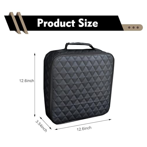 Car Jumper Cable Bag, 12.6In Leather Waterproof Tools Cable Bag, Portable Car Trunk Storage & Organizer for EV Charging Cord, Hoses, Universal for Road Trip Garage