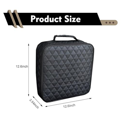 Car Jumper Cable Bag, 12.6In Leather Waterproof Tools Cable Bag, Portable Car Trunk Storage & Organizer for EV Charging Cord, Hoses, Universal for Road Trip Garage