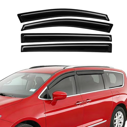 Rain Guards Fit for Chrysler Pacifica 2017 2018 2019 2020 2021 2022 2023 2024 2025, Tape-On Side Window Deflector Durable 2017-2025 Pacifica Rain Guard Black 4 PCS - size: Fit for Chrysler Pacifica 2017-2025