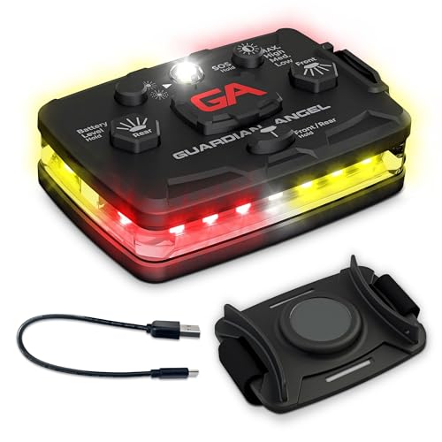 Guardian Angel Elite Series Safety Light - (Red/Yellow Front & Red/Yellow Rear) - Rechargeable, Magnetic, Hands-Free Wearable LED Light for First Responders, Firefighters, Rescue Ops & Industrial PPE - color: RedYellow/RedYellow, size: 1-Pack