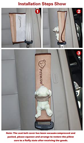 Tianmei 2Pcs Bear Doll Styling Faux Suede Car Seat Belt Strap Cover Shoulder Strap Pad (Brown Color) - color: Bear Brown - 2PCS