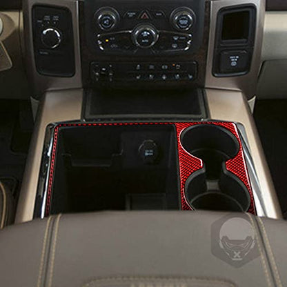 Premium Real Carbon Fiber Central Control Gear Shift Panal Cover Trim Compatible with Dodge Ram 1500/2500/3500 2013 2014 2015 Accessories Red Style B - color: Red 25