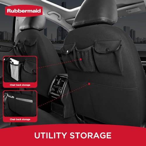 Rubbermaid Leather Mesh Car Seat Covers, Breathable Air Mesh Front Seat Cover, Universal Fit Slip-on Design, Airbag Compatible, Automotive Seat Protector for Most Cars, SUVs, Trucks, Vans-Black - color: Black