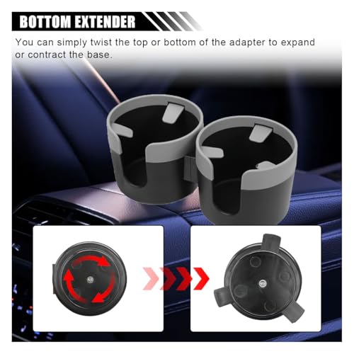 Car Double Cup Holder Extender, 2-in-1 Car Cup Holder Adapter with Adjustable Base, Universal Multifunctional Cup Holder Organizer for Beverage, Snack, Cup, Bottle Storage (Grey) - color: Grey