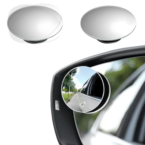 2 PCS Round Car Blind Spot Mirrors, 360° Rotating HD Glass Frameless Auto Rear Blind Spot Mirror, Wide Angle Self Adhesive Convex Side View Mirror for Car SUV Truck - color: Round Shape