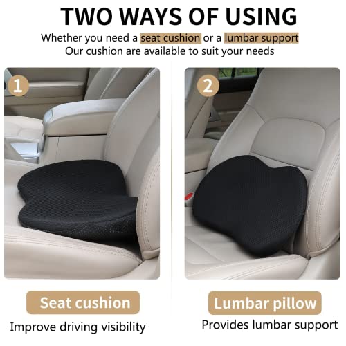 Livtribe Car Seat Cushion - Memory Foam Car Seat Pad - Sciatica & Lower Back Pain Relief - Car Seat Cushions for Driving - Road Trip Essentials for Drivers(Black) - color: Black