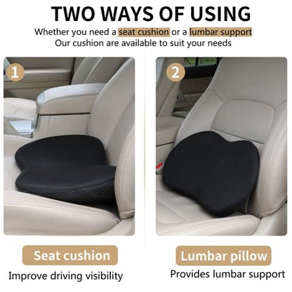 Livtribe Car Seat Cushion - Memory Foam Car Seat Pad - Sciatica & Lower Back Pain Relief - Car Seat Cushions for Driving - Road Trip Essentials for Drivers(Black) - color: Black