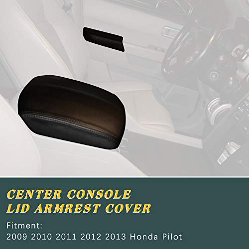 A ABIGAIL Center Console Armrest Cover Replacement for 2009 2010 2011 2012 2013 2014 2015 Honda Pilot Auto Leather Suture Console Lid Cover Replacement (Black) - color: Black, size: Front & Center
