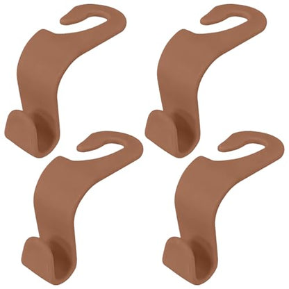 4 PCS Car Seat Hooks Set,Universal Car Headrest Hooks for Bags Purses Groceries, Back Seat Organizer Hanger,Brown - color: Brown