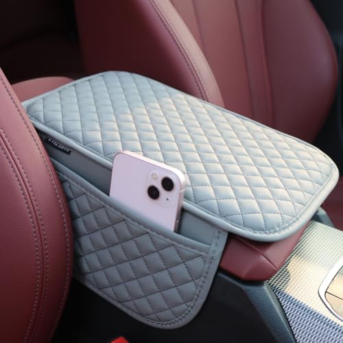 KAELTHAS Comfortable Car Center Console Cushion Armrest Dog Cat Paws Protect Cover Non-Slip with 2 Storage Bags for Cars SUVs CUVs Interior Accessories (Gray) - color: Gray, size: M - 12.6 * 8.3 inches